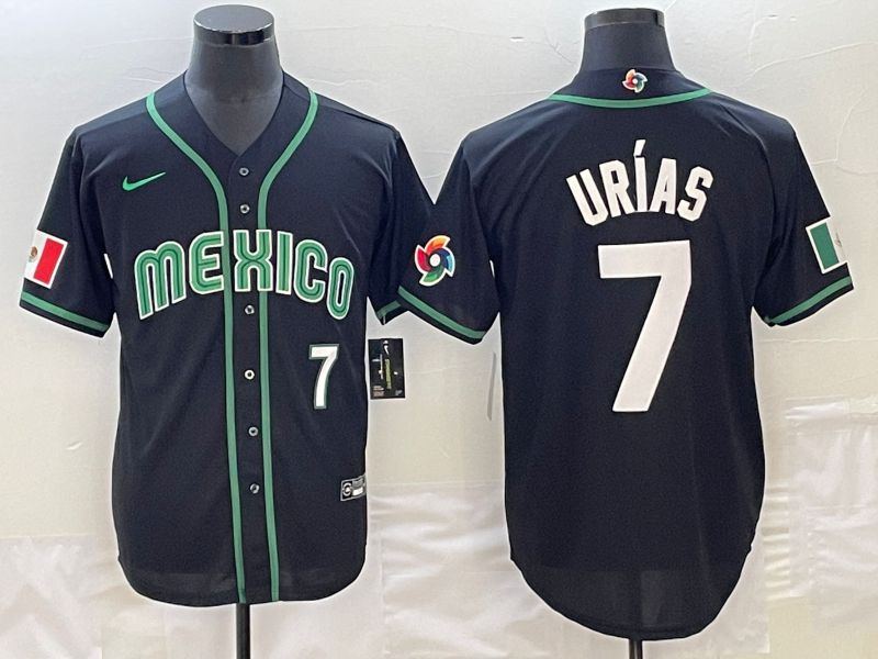 Men 2023 World Cub Mexico #7 Urias Black Nike MLB Jersey30